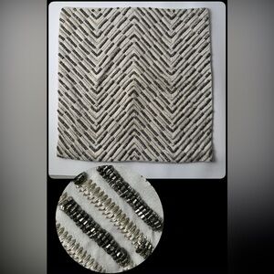 Hotel Collection 18X18 Beaded Embroidered Silver Gold Pillow Sham EUC